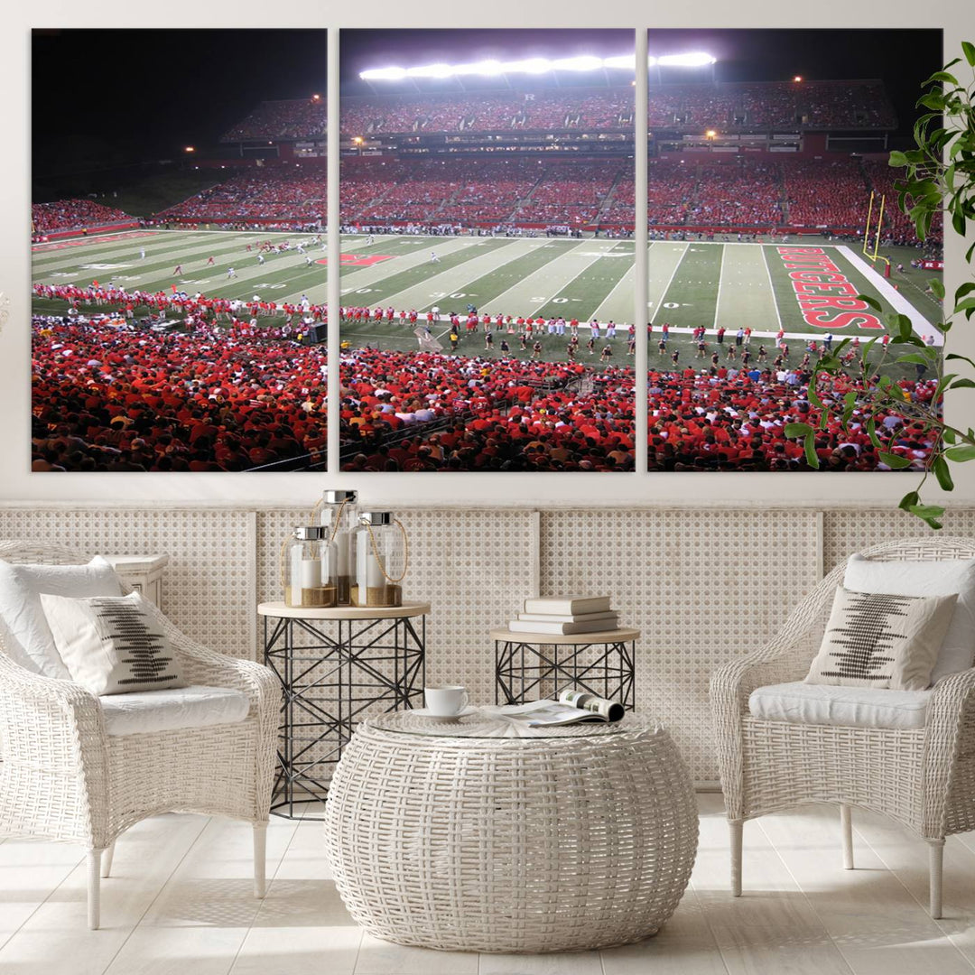 Rutgers University Scarlet Knights Football Team Print - Piscataway SHI Stadium Wall Art Canvas Print