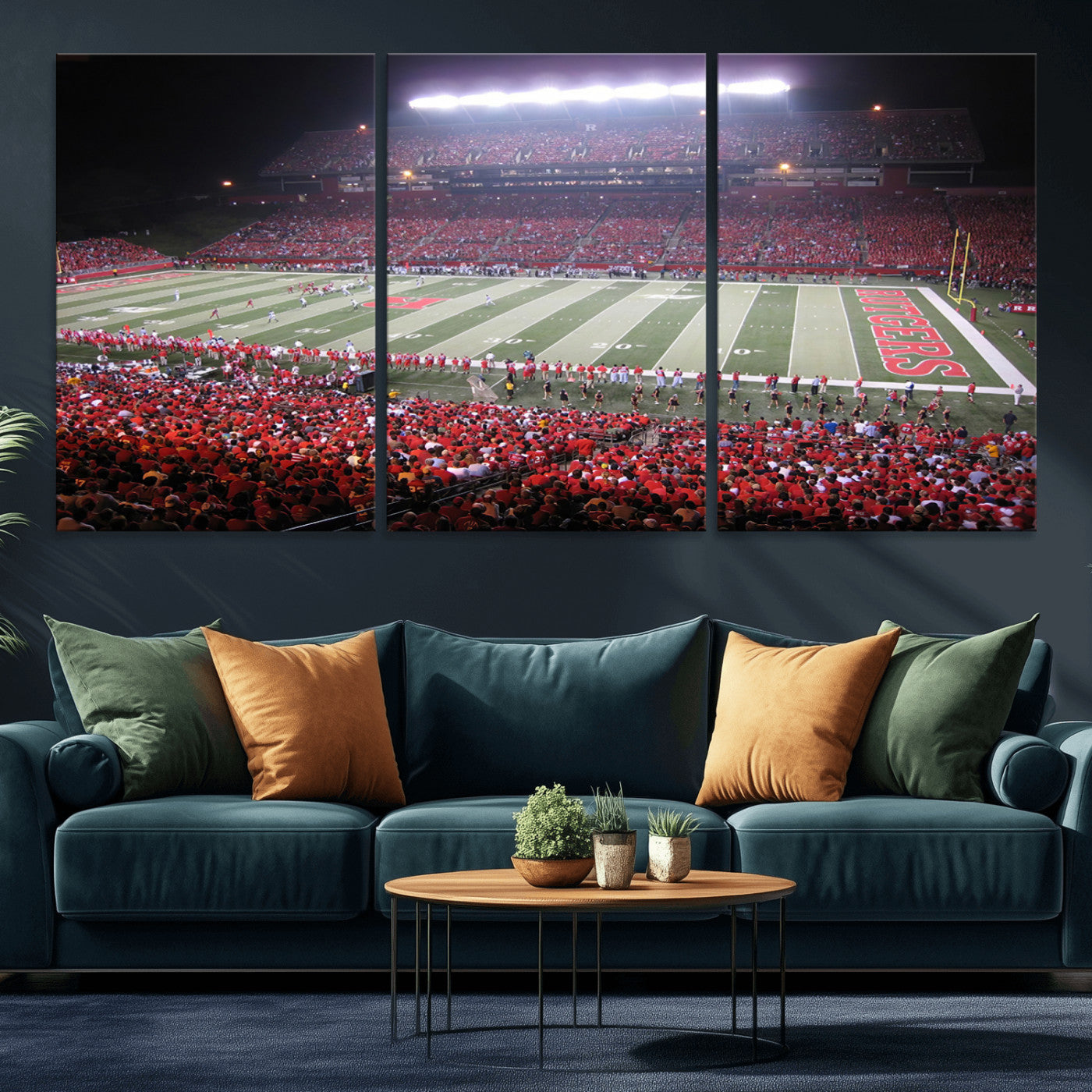 MGV-CV-60X30-3P - Rutgers University Scarlet Knights Football Team Print - Piscataway SHI Stadium Wall Art Canvas