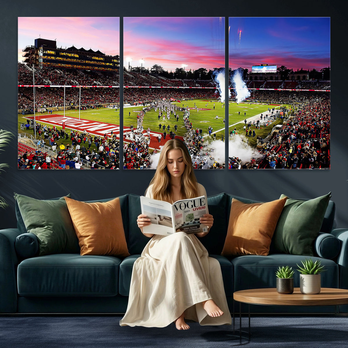25557-PAN-FL-20X10 - Stanford University Cardinal Football Team Print - Stanford Stadium Wall Art Canvas Print