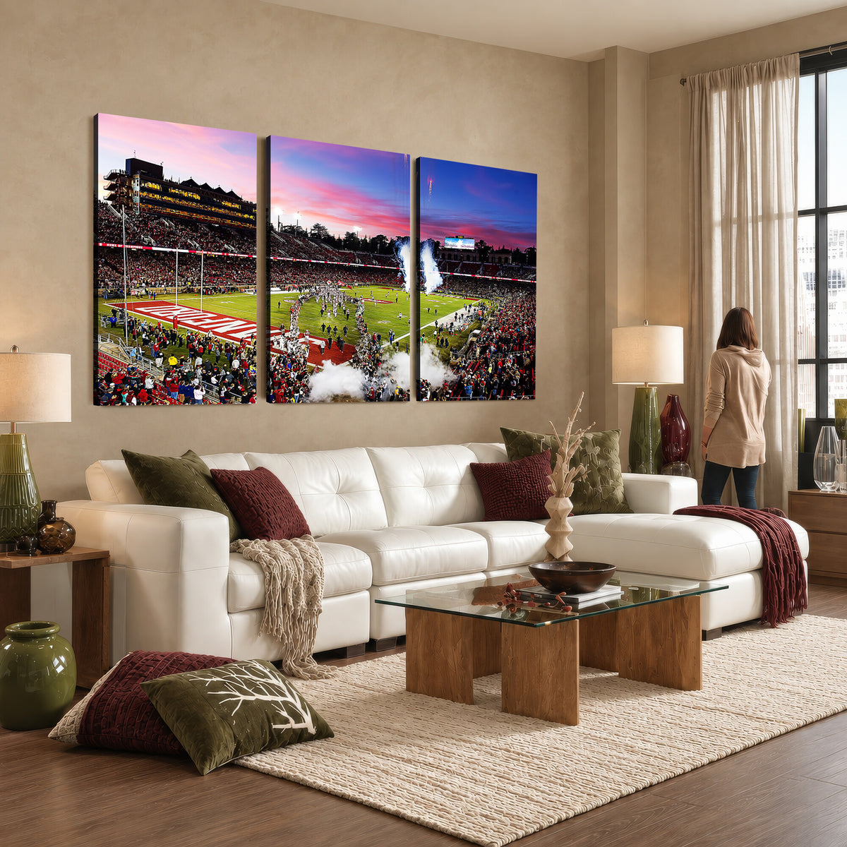 25557-MGV-CV-36X24 - Stanford University Cardinal Football Team Print, Stanford, Framed and Ready to Hang