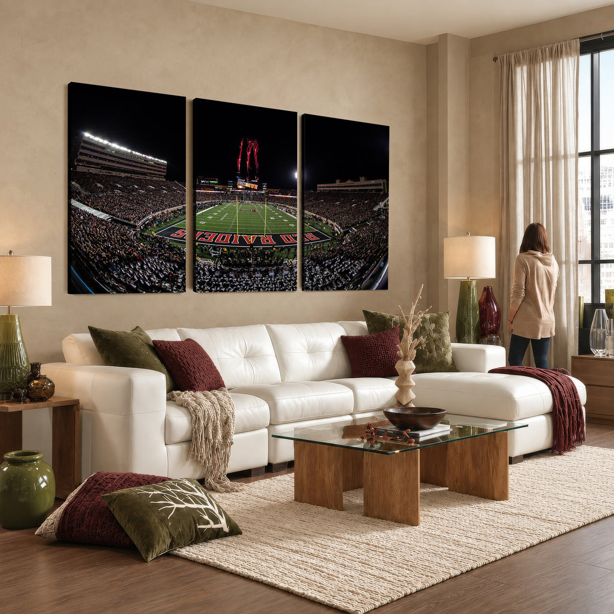 83122-MGV-CV-36X24 - Framed Texas Tech Red Raiders Stadium Canvas, Lubbock Jones AT&T Stadium Wall Art