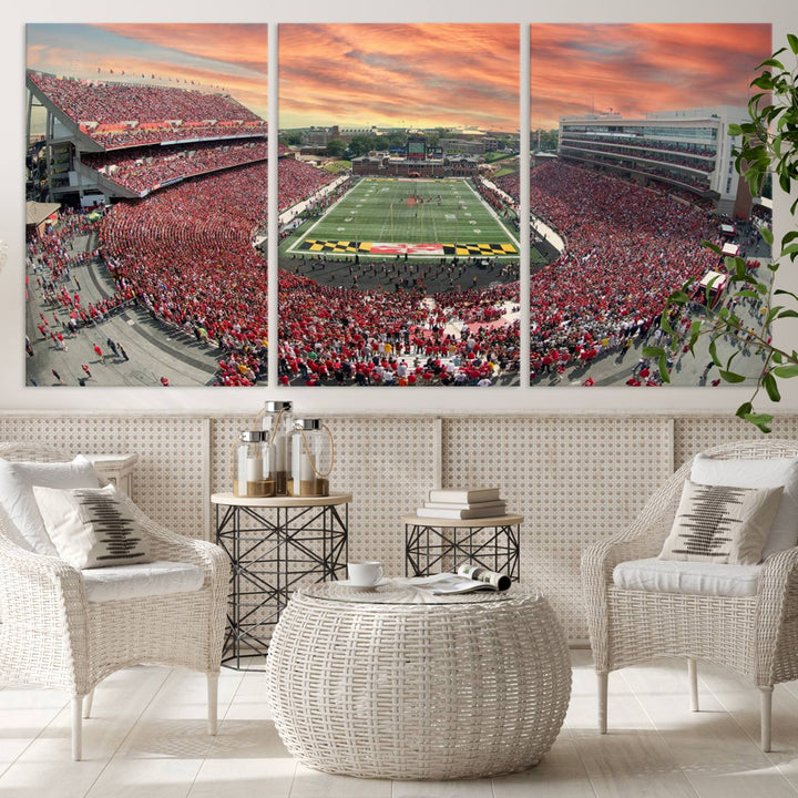 University of Maryland Terrapins Football Team Print - College Park SECU Stadium Wall Art Canvas Print