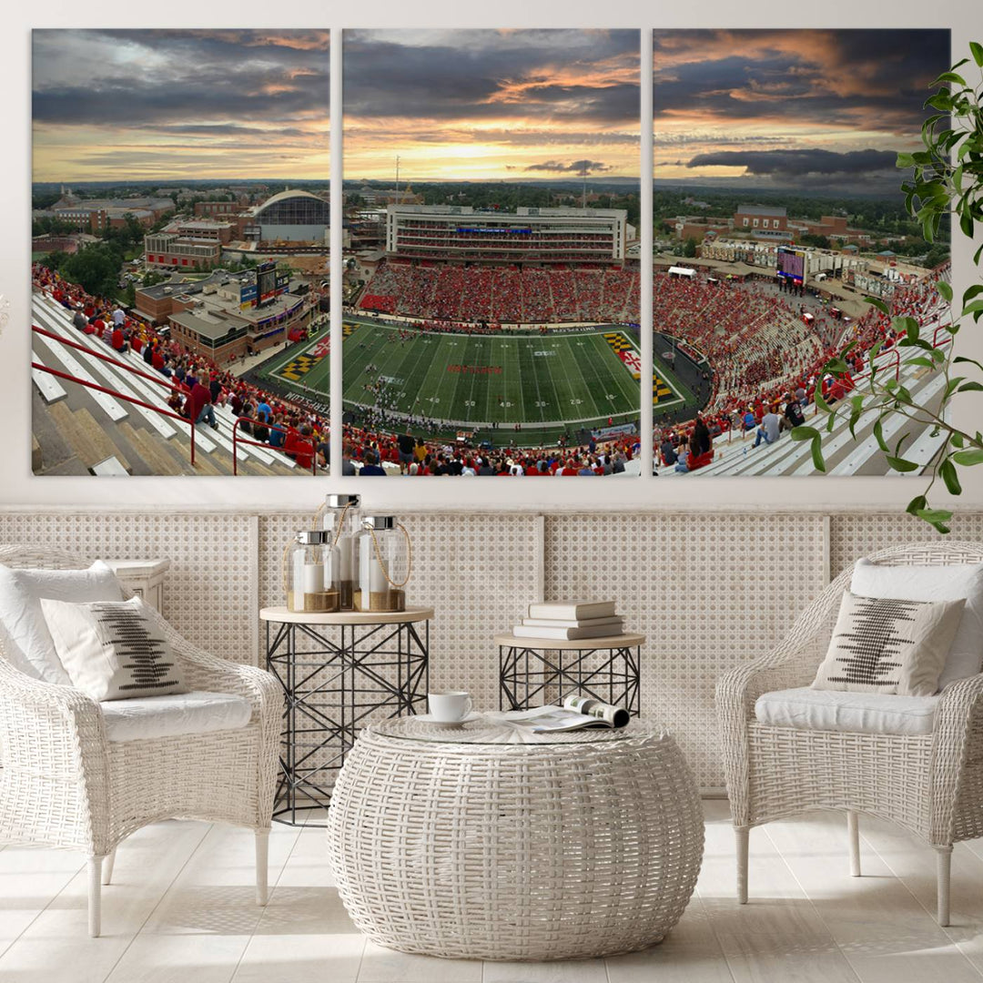 University of Maryland Terrapins Football Team Print - College Park SECU Stadium Wall Art Canvas Print