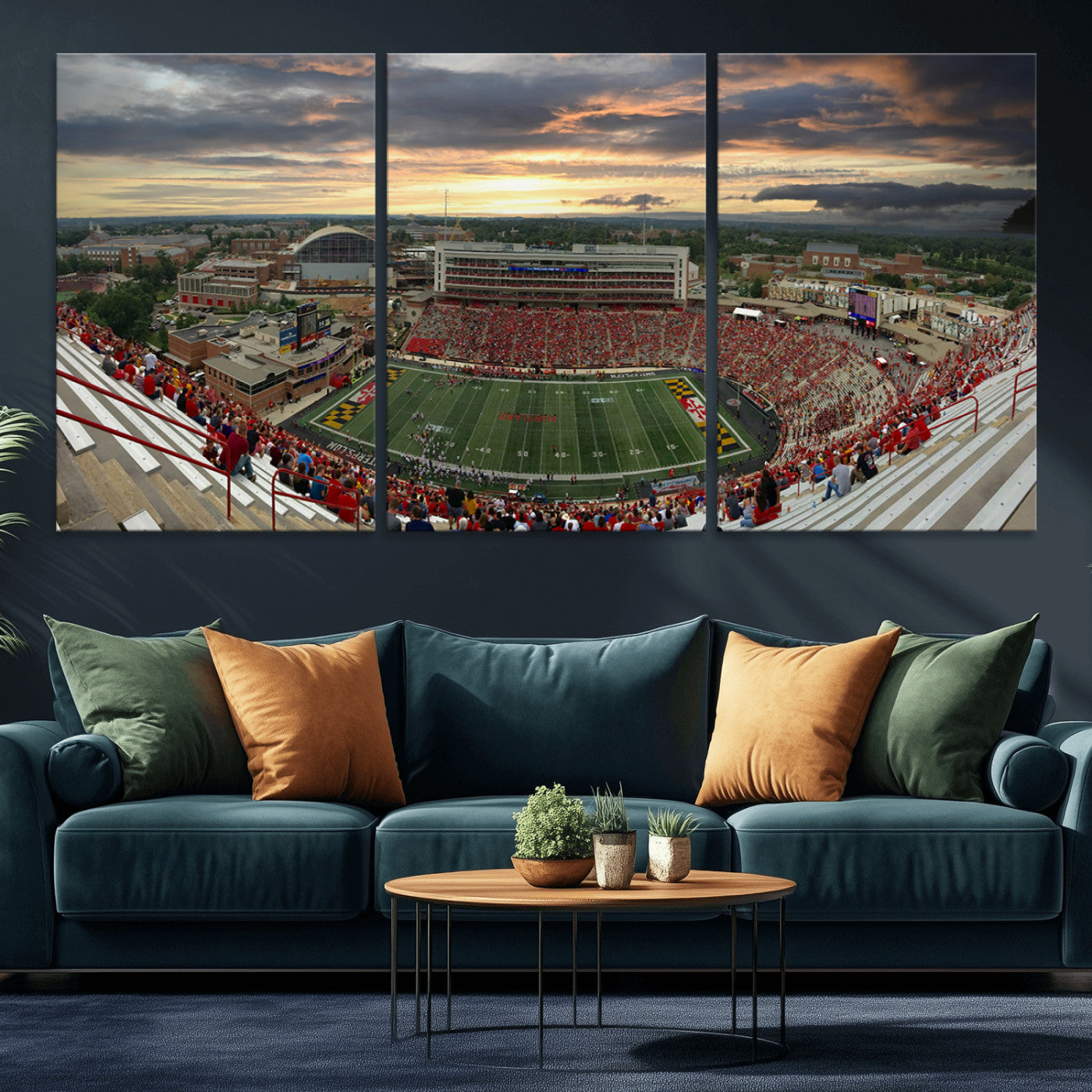 MGV-CV-60X30-3P - University of Maryland Terrapins Football Team Print - College Park SECU Stadium Wall Art Canvas