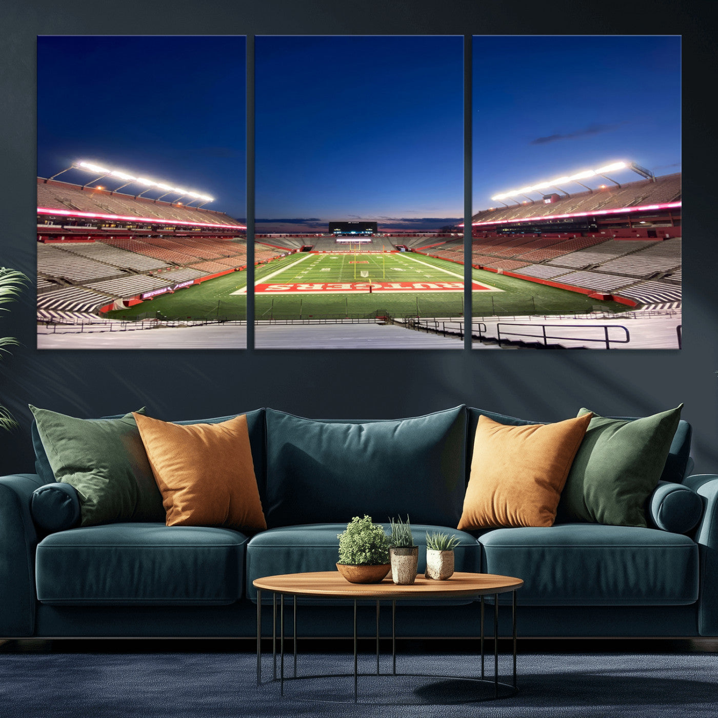 MGV-CV-60X30-3P - Rutgers Scarlet Knights Football Team Print - Piscataway SHI Stadium Wall Art Canvas Print