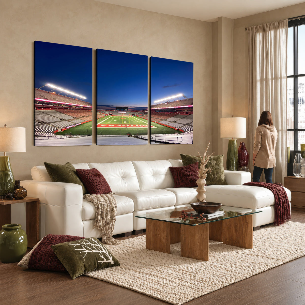 15051-MGV-CV-36X24 - Rutgers Scarlet Knights Football Team Print, Piscataway SHI Stadium