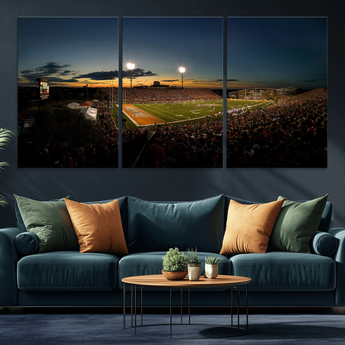 MGV-CV-60X30-3P - Ball State Cardinals Football Team Print - Muncie Scheumann Stadium Wall Art Canvas Print