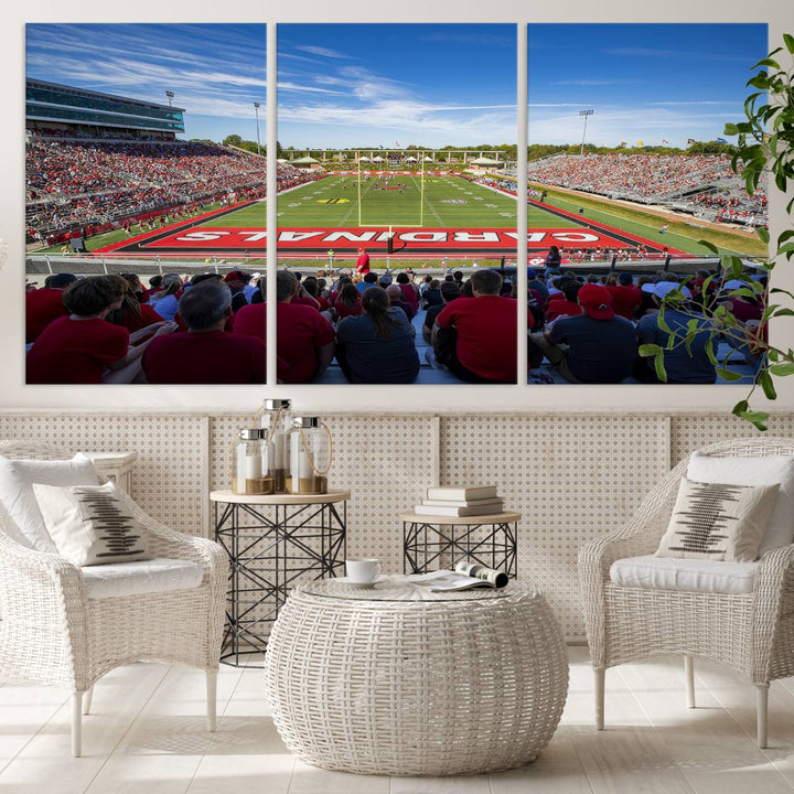 Ball State Cardinals Football Team Print - Muncie Scheumann Stadium Wall Art Canvas Print