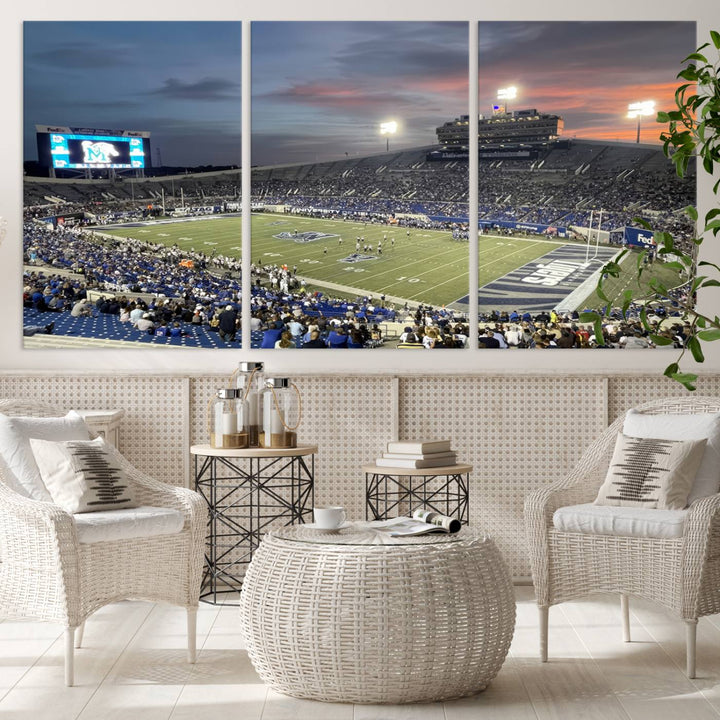 Memphis Tigers Football Team Print - Memphis Simmons Bank Liberty Stadium Wall Art Canvas Print