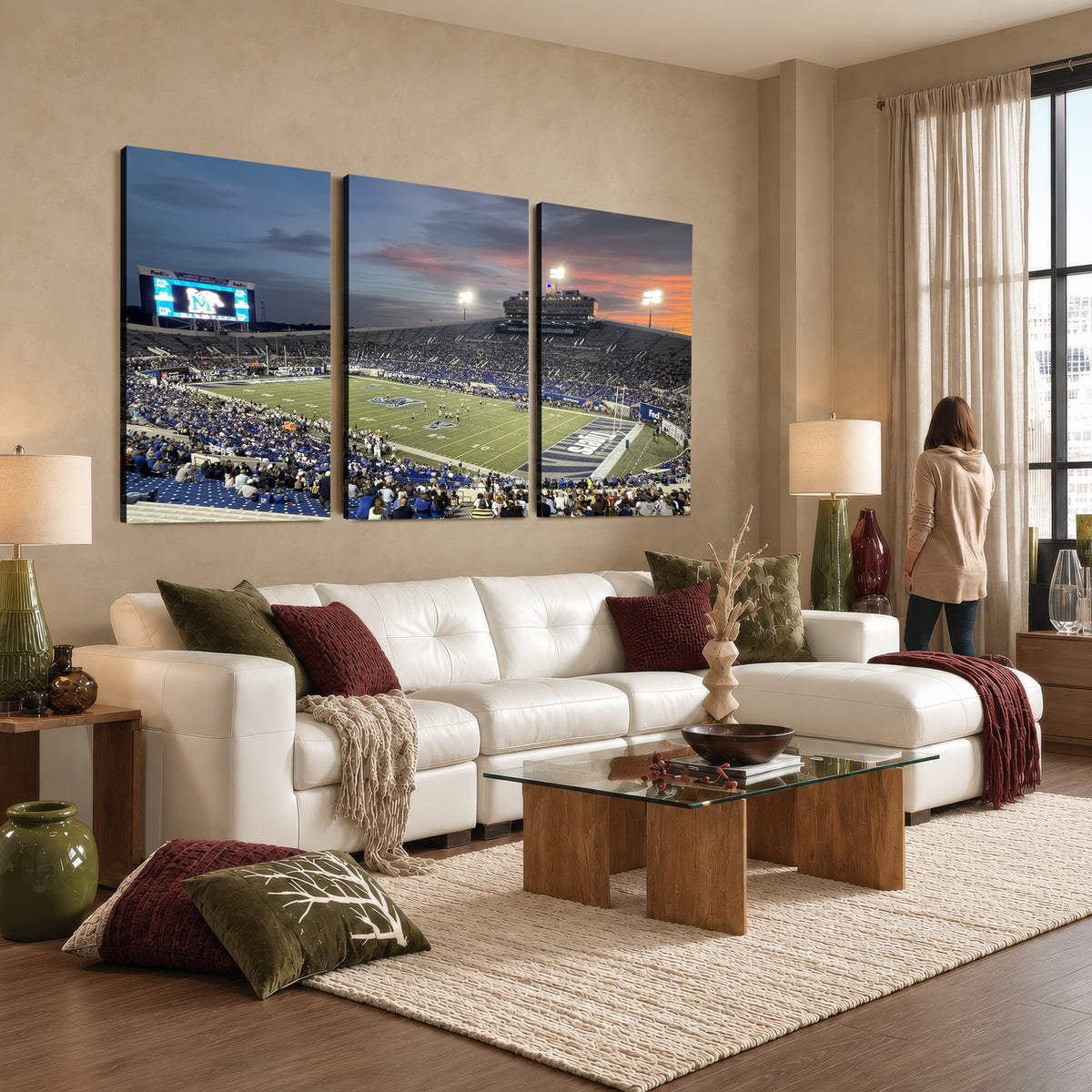 64409-MGV-CV-36X24 - Memphis Tigers Football Team Print, Memphis Simmons Bank Liberty Stadium