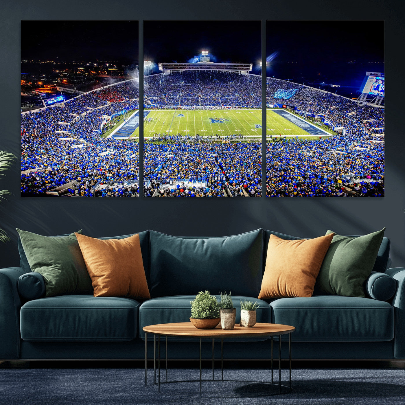 MGV-CV-60X30-3P - University of Memphis Tigers Football Team Print - Memphis Simmons Bank Liberty Stadium Wall Art