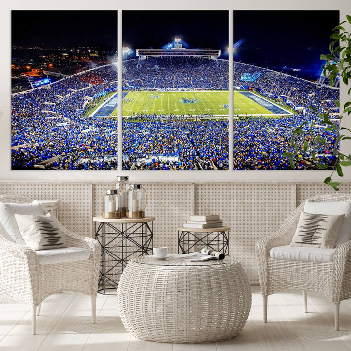 University of Memphis Tigers Football Team Print - Memphis Simmons Bank Liberty Stadium Wall Art Canvas Print