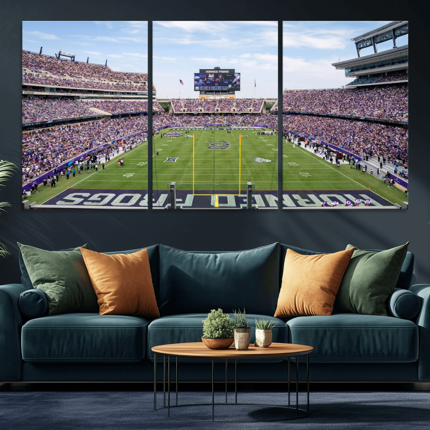 MGV-CV-60X30-3P - TCU Horned Frogs Football Team Print - Fort Worth Amon G. Carter Stadium Wall Art Canvas Print