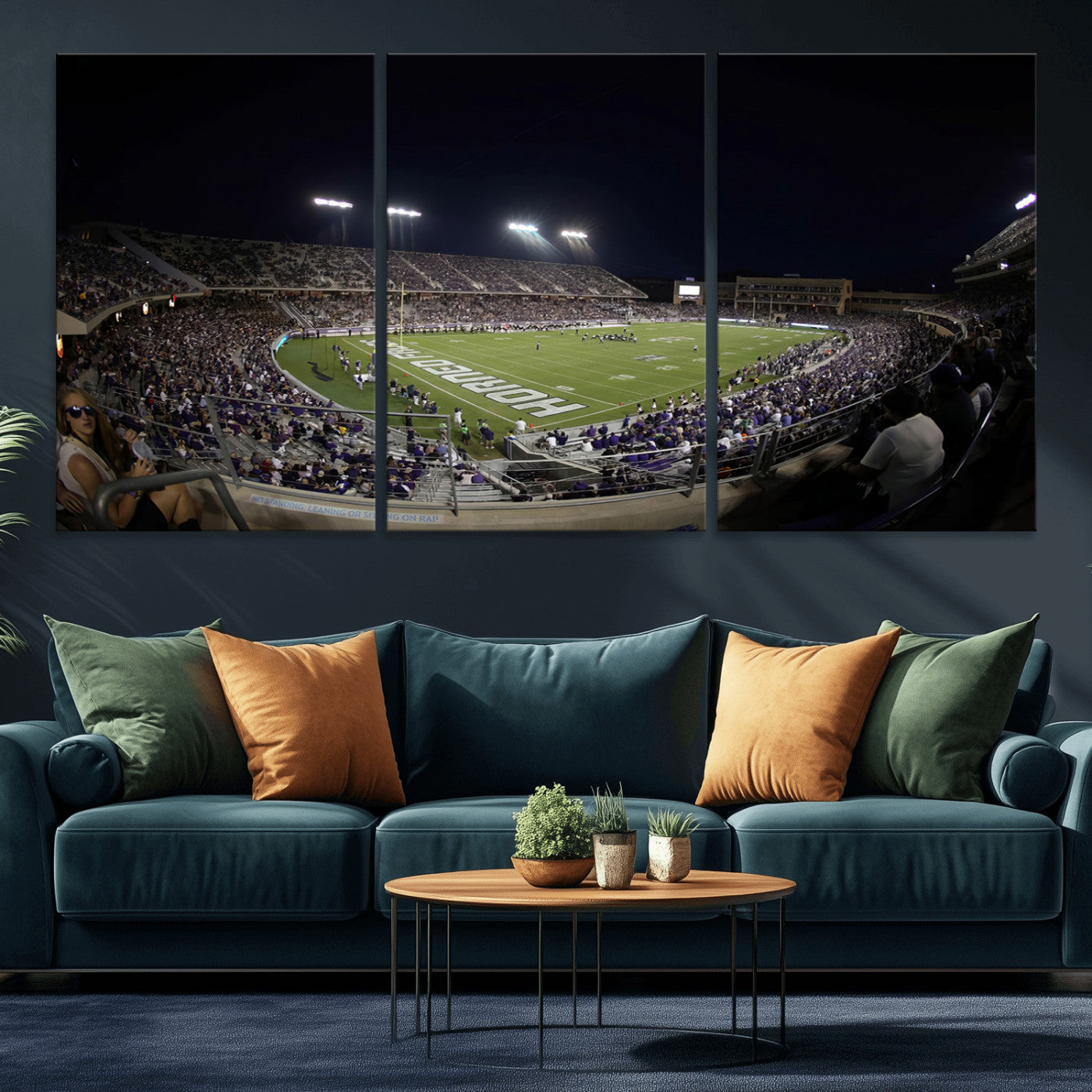 MGV-CV-60X30-3P - TCU Horned Frogs Football Team Print - Fort Worth Amon G. Carter Stadium Wall Art Canvas Print.
