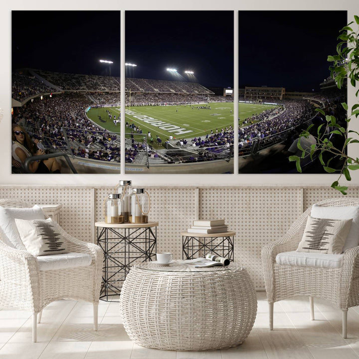 TCU Horned Frogs Football Team Print - Fort Worth Amon G. Carter Stadium Wall Art Canvas Print.