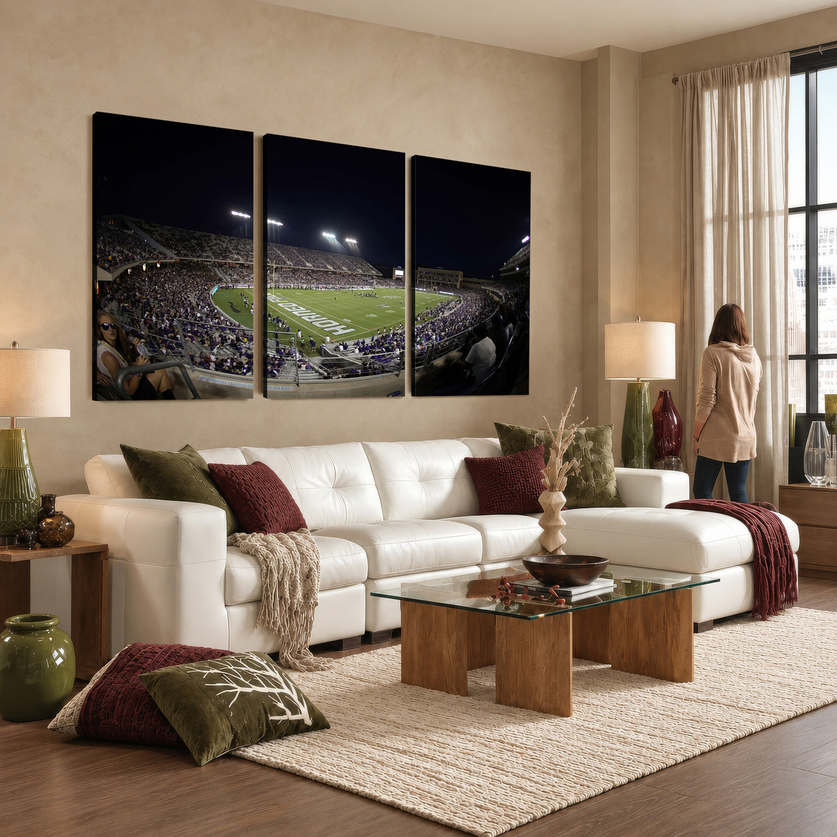 59222-MGV-CV-36X24 - TCU Horned Frogs Football Team Print, Fort Worth Amon G. Carter Stadium