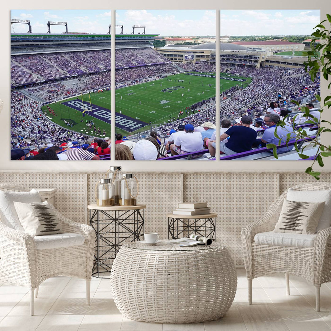 The Texas Christian University TCU Horned Frogs Football Team Print - Fort Worth Amon G. Carter Stadium Wall Art Canvas Print