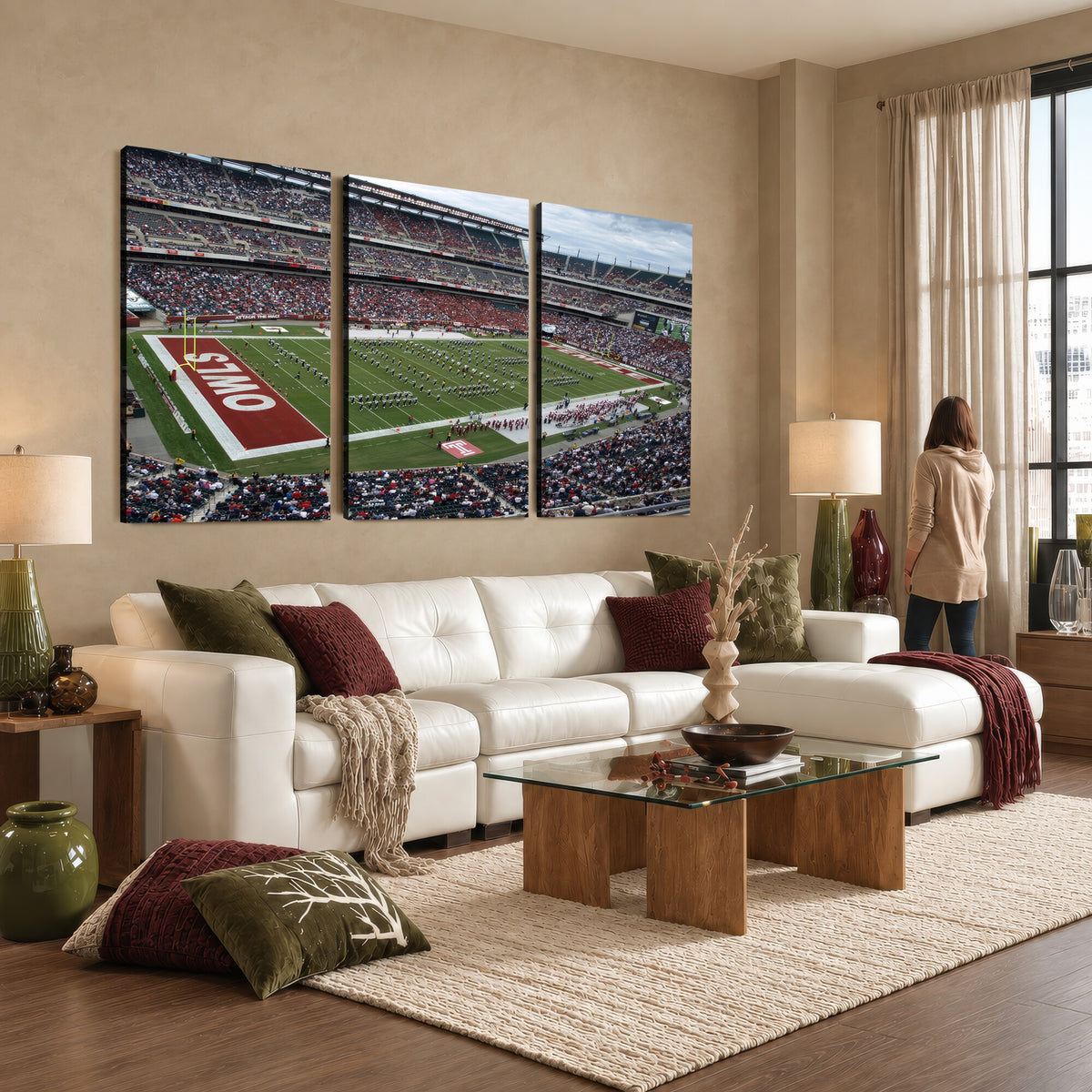 15310-MGV-CV-36X24 - The Temple University Owls Athletics Team Print, Framed and Ready to Hang