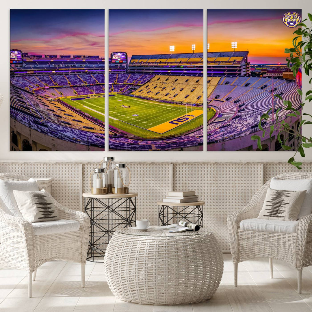 The Louisiana State University Tigers Football Team Print - Baton Rouge Tiger Stadium Wall Art Canvas Print