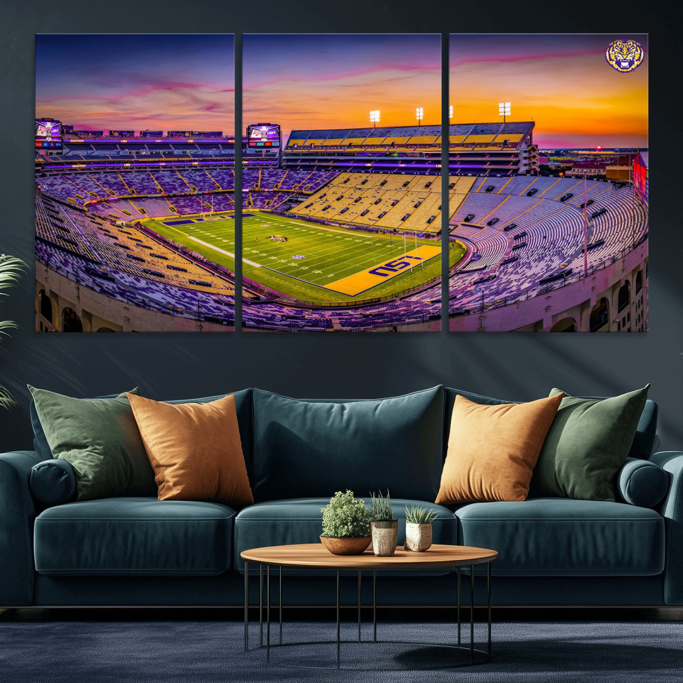 93538-MGV-CV-36X24-The Louisiana State University Tigers Football Team Print - Baton Rouge Tiger Stadium Wall Art