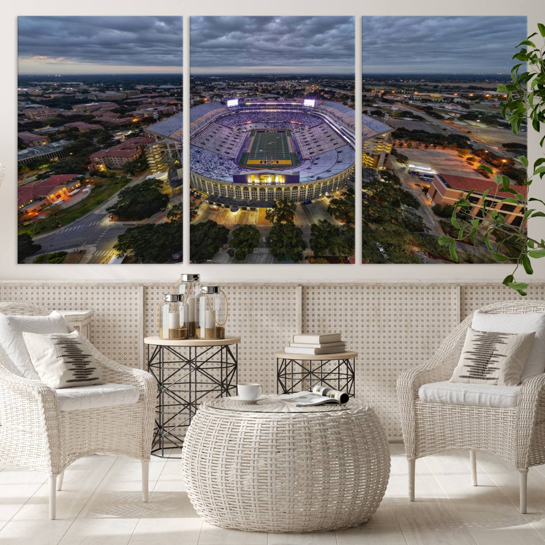 The Louisiana State University Tigers Football Team Print - Baton Rouge Tiger Stadium Wall Art Canvas Print