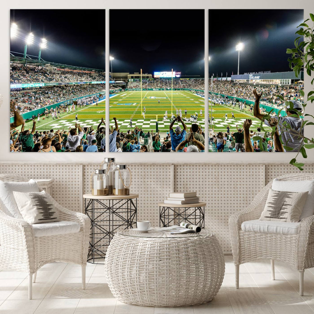 The Tulane University Green Wave Football Team Print - New Orleans Yulman Stadium Wall Art Canvas Print