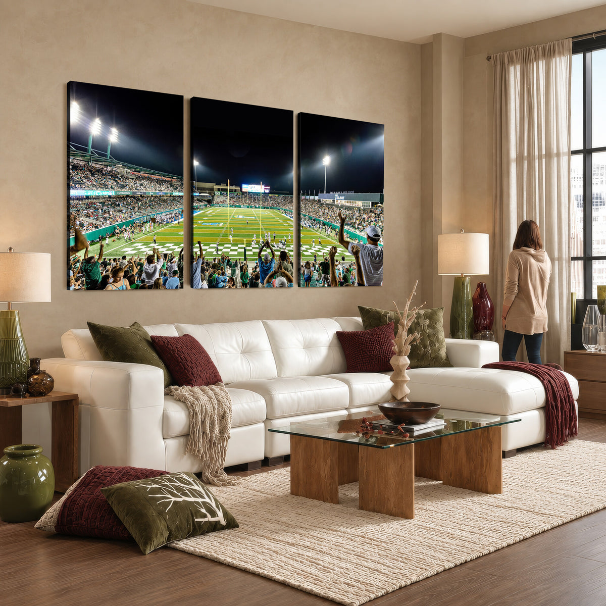 56448-MGV-CV-36X24 - The Tulane University Green Wave Football Team Print, New Orleans Yulman Stadium