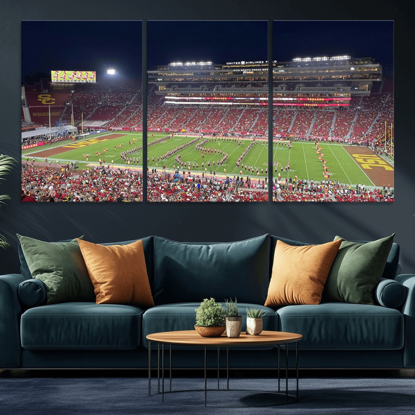 MGV-CV-60X30-3P - The University of Southern California USC Trojans Football Team Print - Los Angeles Memorial