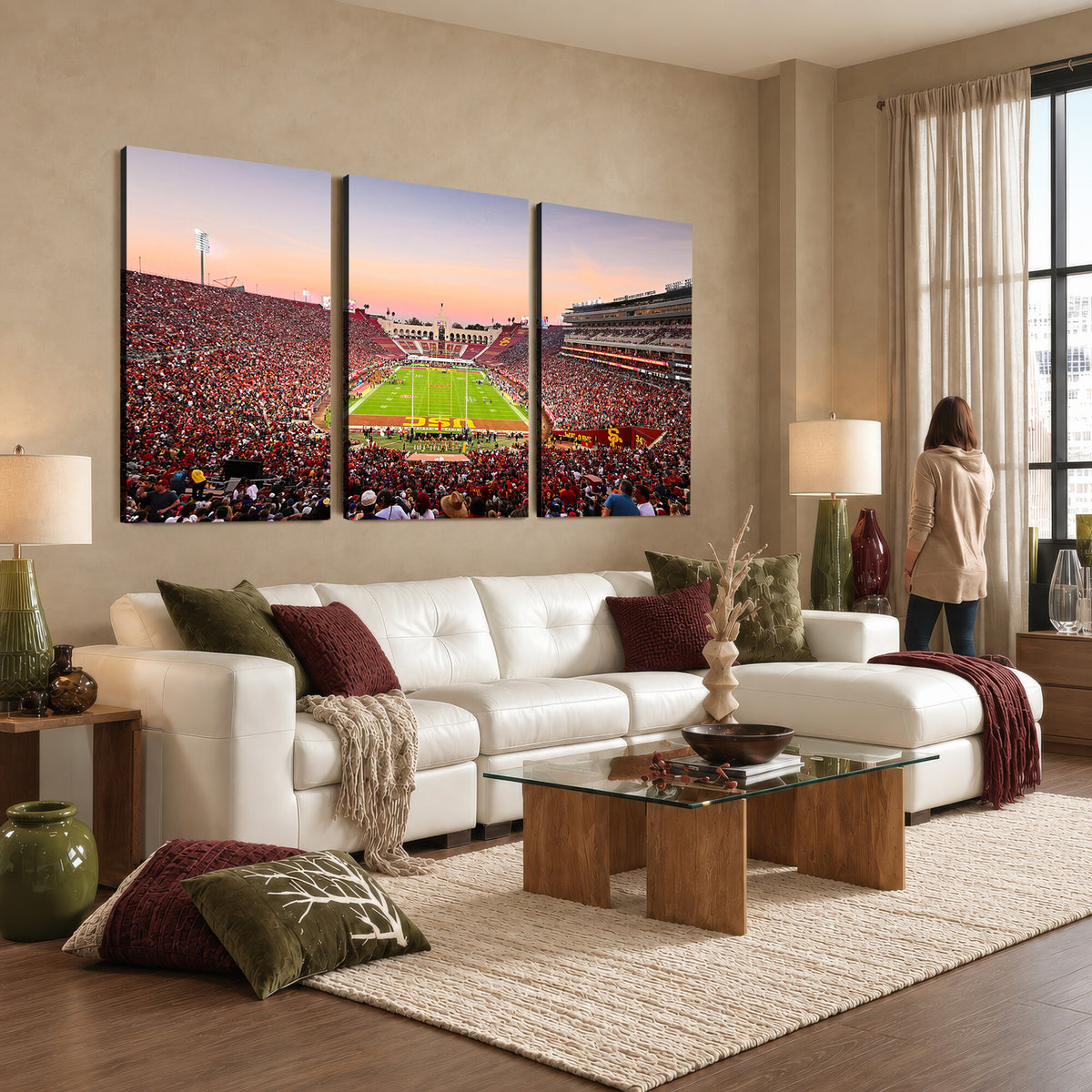 39904-MGV-CV-36X24 - The University of Southern California USC Trojans Football Team Print, Home Bar Wall Decor