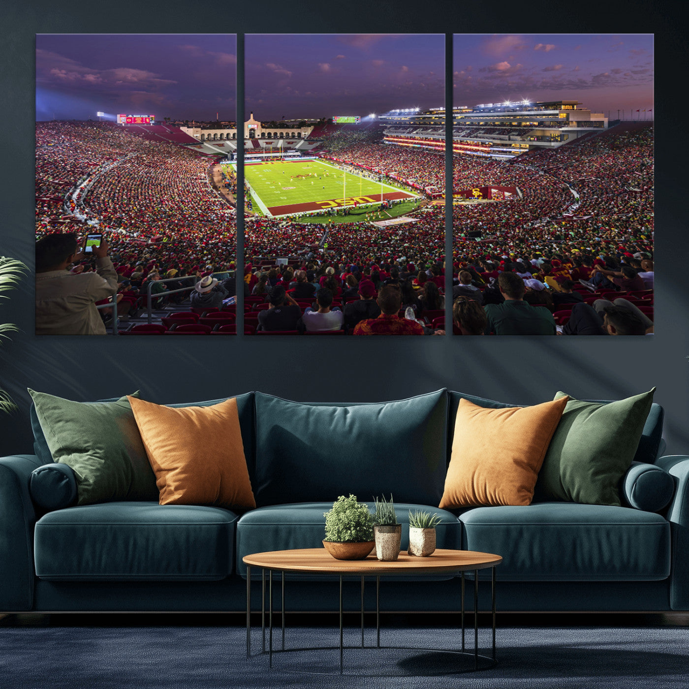 MGV-CV-60X30-3P - The University of Southern California USC Trojans Football Team Print - Los Angeles Memorial