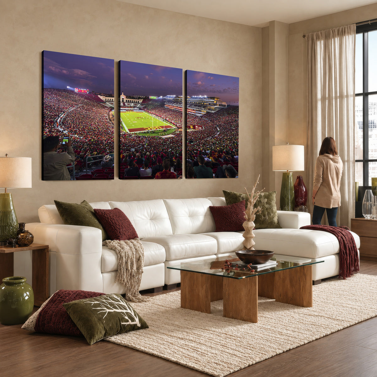 73373-MGV-CV-36X24 - The University of Southern California USC Trojans Football Team Print, Extra Large Game Room Wall Decor
