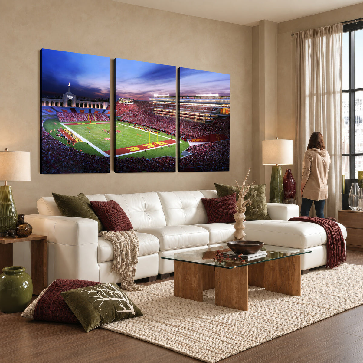 71879-MGV-CV-36X24 - The University of Southern California USC Trojans Football Team Print, Framed and Ready to Hang