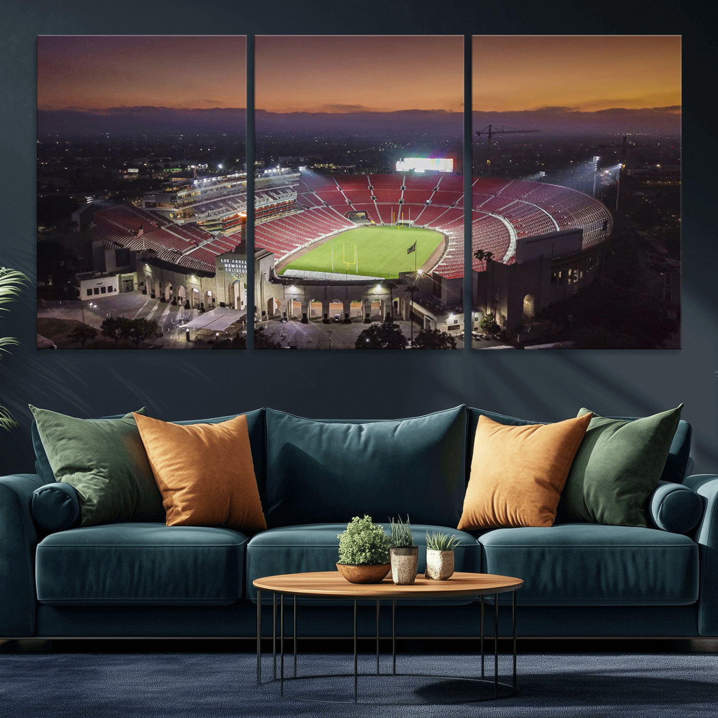 MGV-CV-60X30-3P - The University of Southern California USC Trojans Football Team Print - Los Angeles Memorial