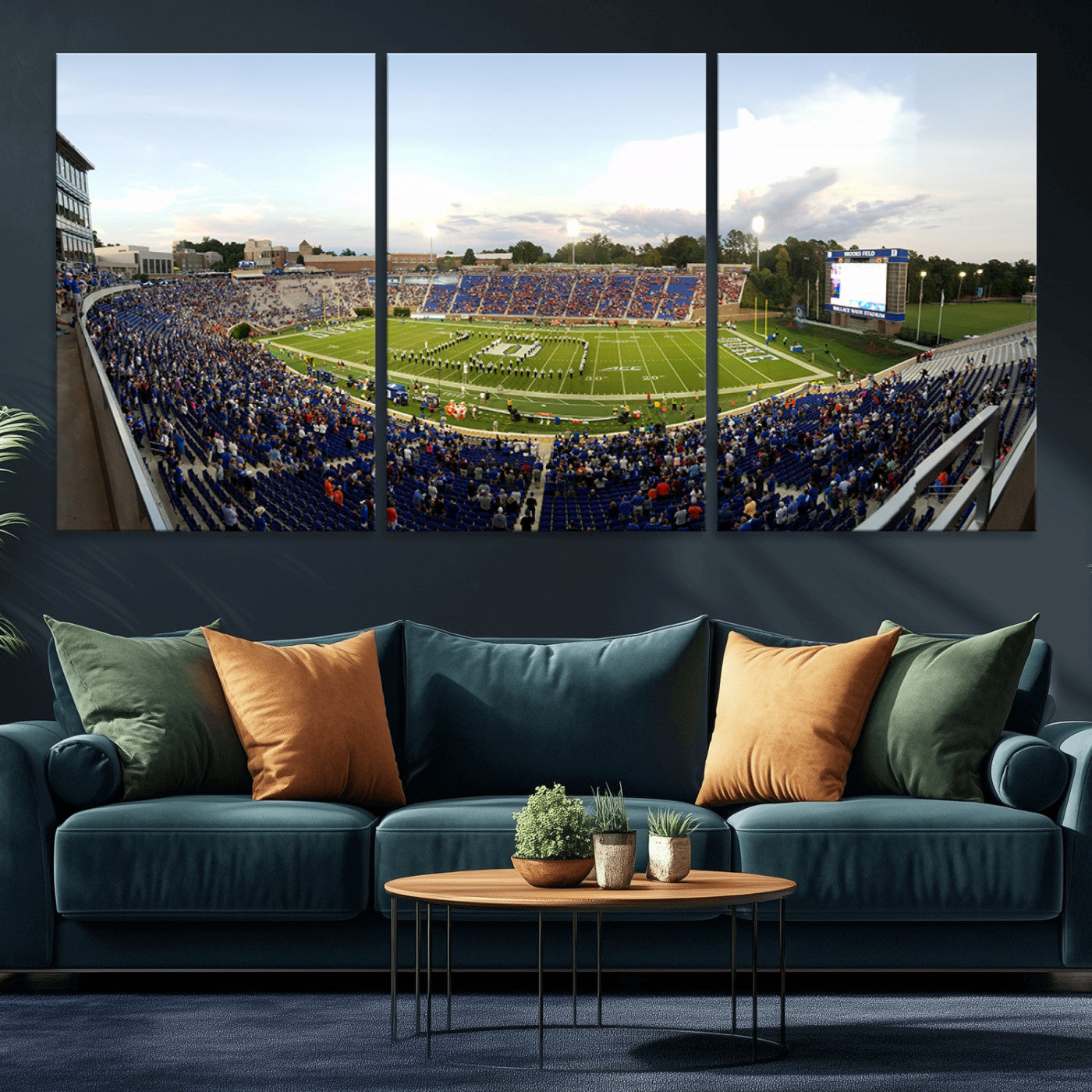 MGV-CV-60X30-3P - The Duke University Blue Devils Football Team Print - Durham Wallace Wade Stadium Wall Art Canvas