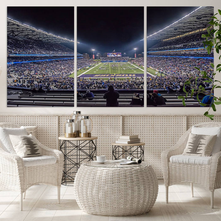 The University of Washington Huskies Football Team Print - Seattle Husky Stadium Wall Art Canvas Print