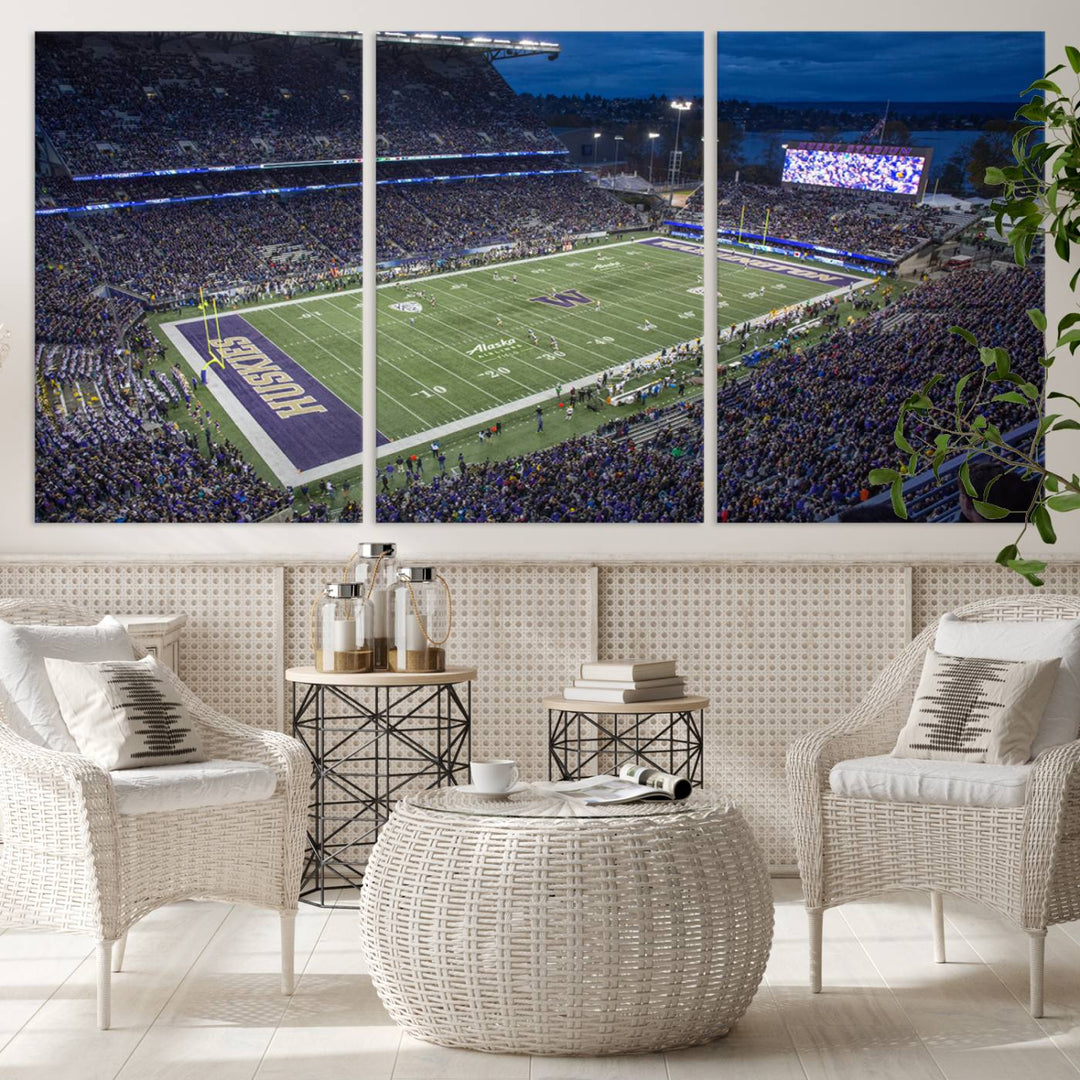 The University of Washington Huskies Football Team Print - Seattle Husky Stadium Wall Art Canvas Print