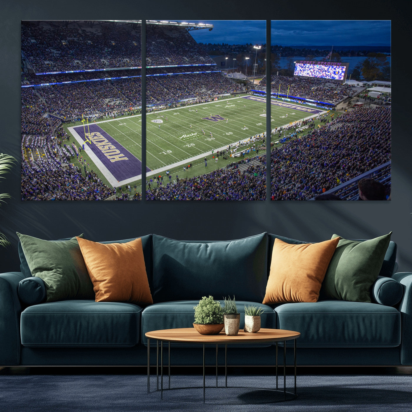 MGV-CV-60X30-3P - The University of Washington Huskies Football Team Print - Seattle Husky Stadium Wall Art Canvas