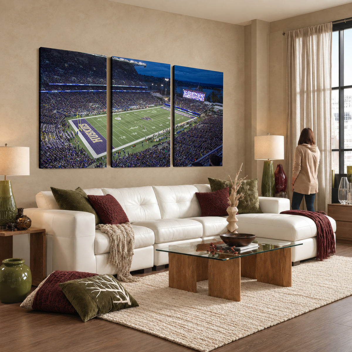 84780-MGV-CV-36X24 - The University of Washington Huskies Football Team Print, Framed and Ready to Hang