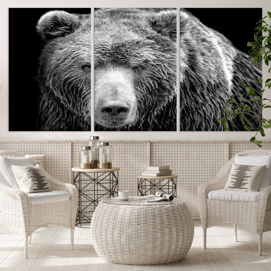 Grizzly Bear Canvas Print | Ready to Hang Wall Art | Rustic Farmhouse & Cabin Decor | Wildlife Artwork