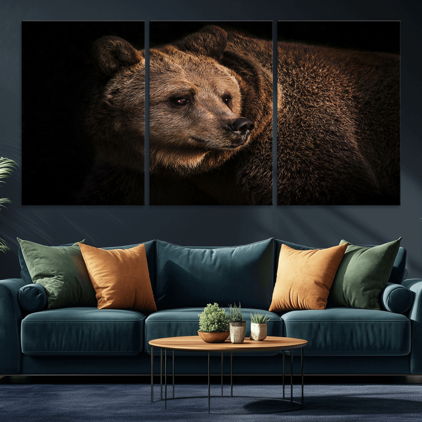 MGV-CV-60X30-3P - Wild Grizzly 399 Bear Canvas Wall Art Print, Bear Animal Canvas Artwork Print, Black Bear Wall Art