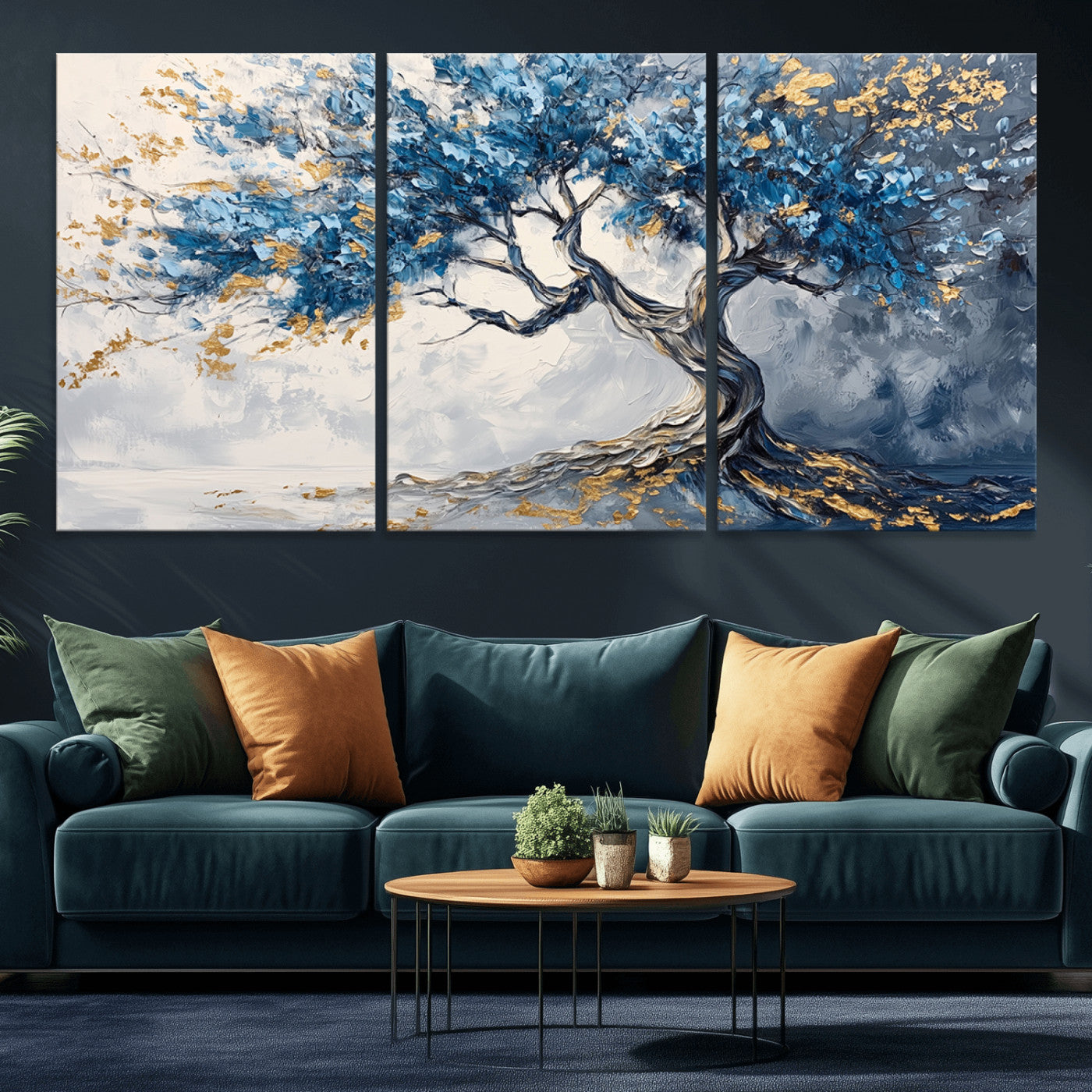 MGV-CV-60X30-3P - Abstract Tree Painting Canvas Wall Art | Tree of Life Painting Wall Art Canvas Print