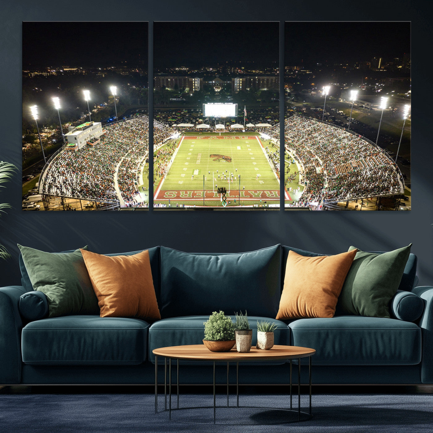 MGV-CV-60X30-3P - Florida A&M Rattlers Football Team Print - Tallahassee Bragg Memorial Stadium Wall Art Canvas Print