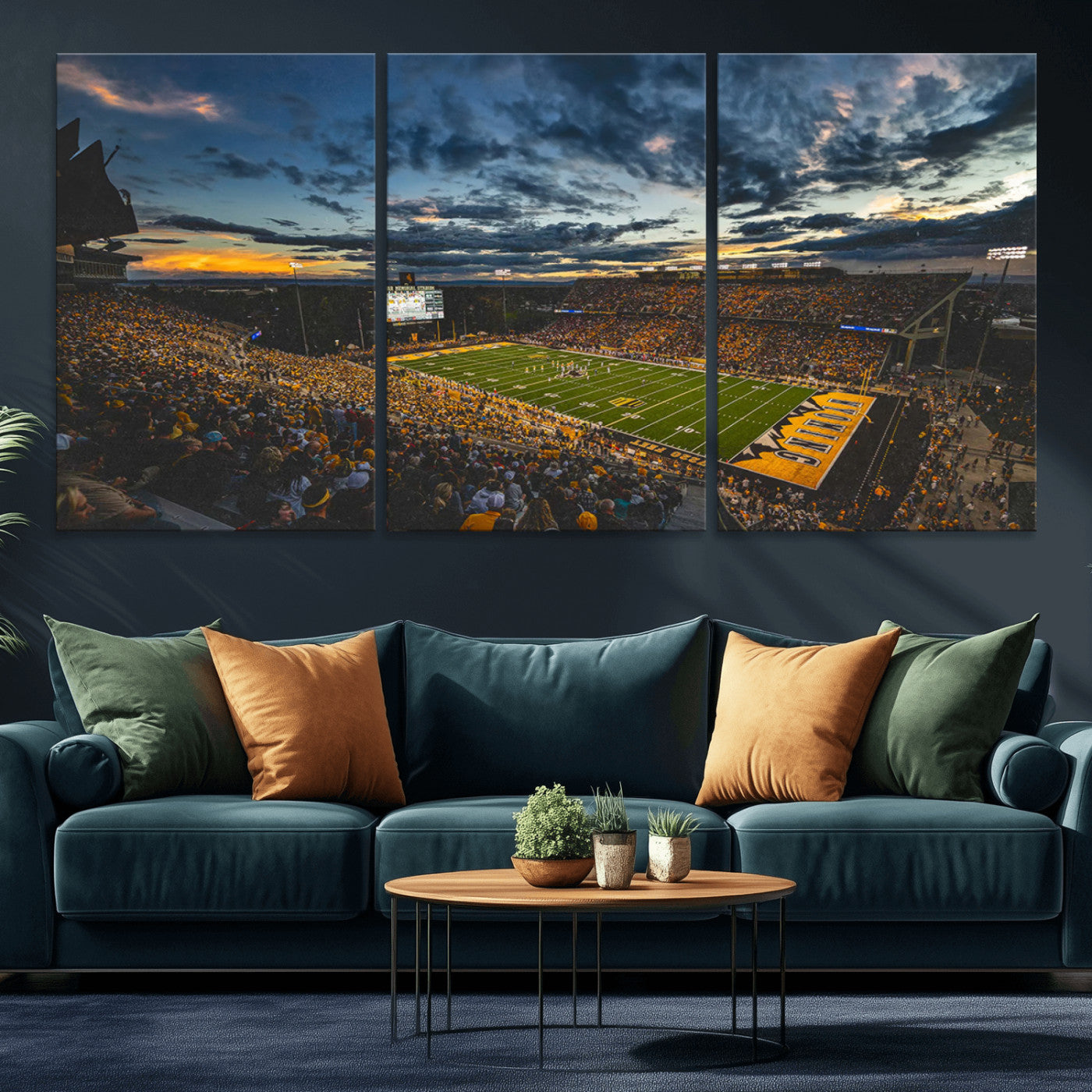 MGV-CV-60X30-3P - University of Wyoming Cowboys Football Team Print - Laramie War Memorial Stadium Wall Art Canvas