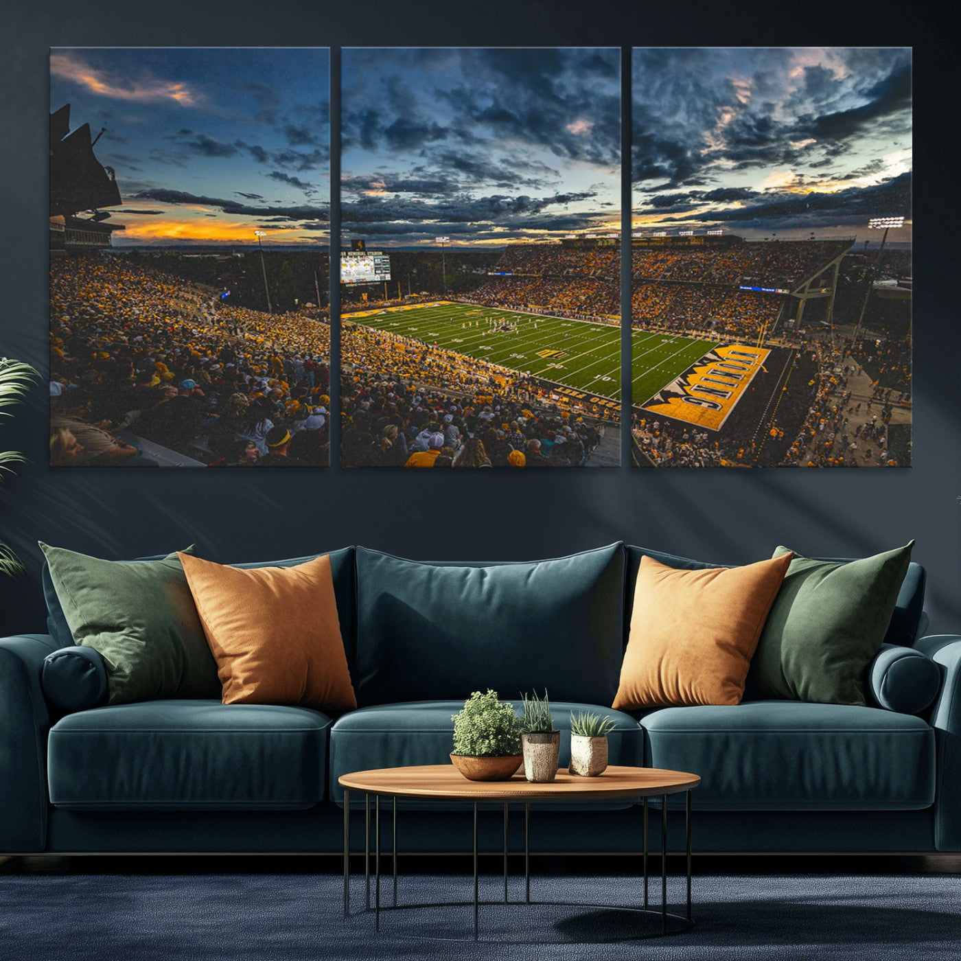 MGV-CV-60X30-3P - University of Wyoming Cowboys Football Team Print - Laramie War Memorial Stadium Wall Art Canvas