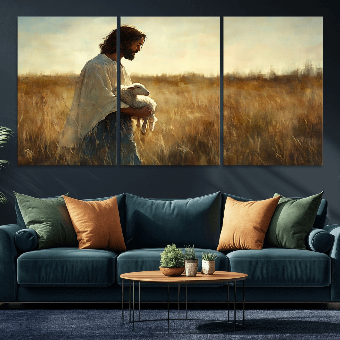 MGV-CV-60X30-3P - Jesus the Good Shepherd Wall Art Canvas Print - Inspirational Christian Religious Print for Prayer