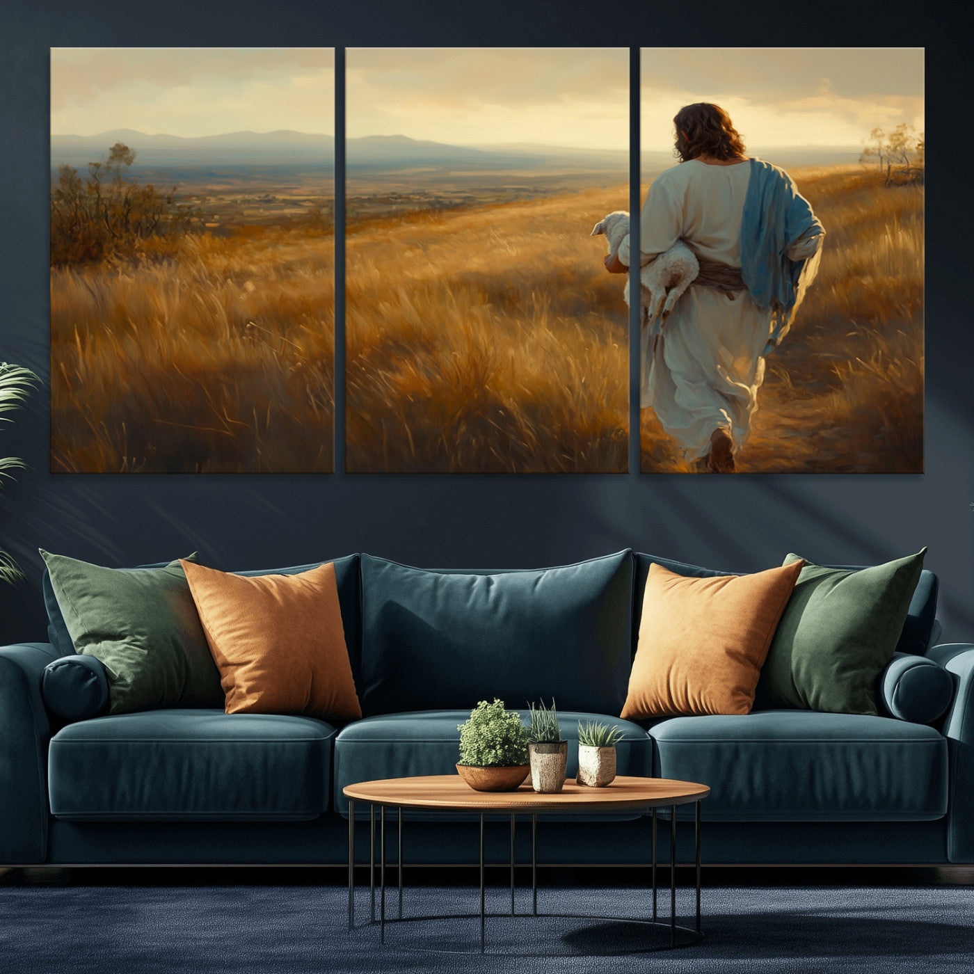 MGV-CV-60X30-3P - Jesus the Good Shepherd Wall Art Canvas Print - Inspirational Christian Religious Print for Prayer