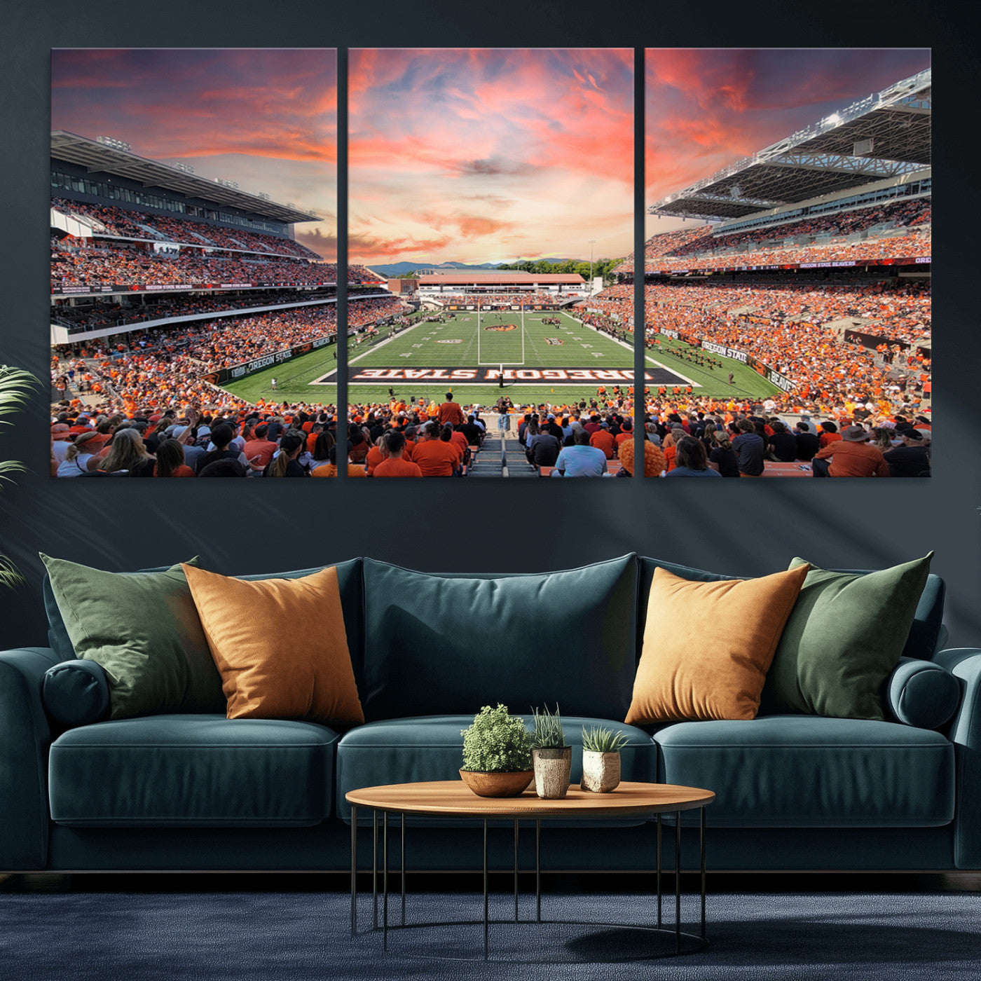 MGV-CV-60X30-3P - Oregon State Beavers Football Team Print - Corvallis Reser Stadium Wall Art Canvas Print