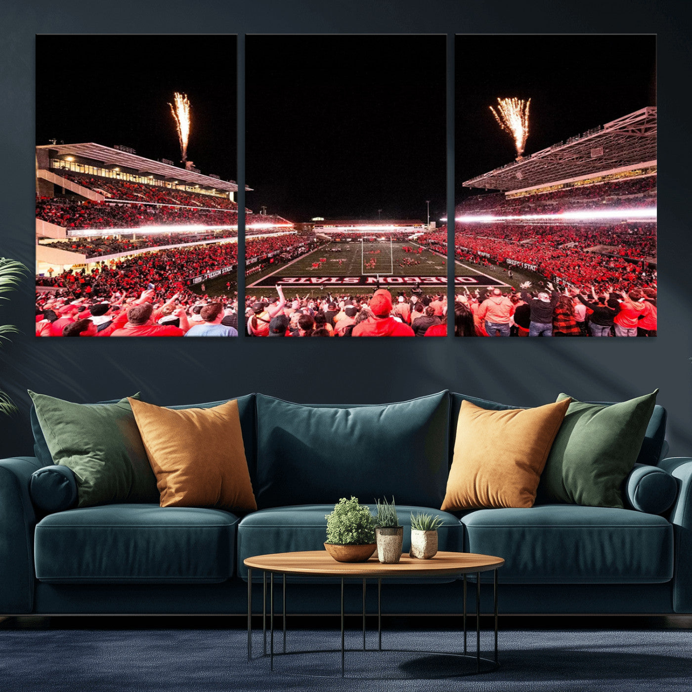 MGV-CV-60X30-3P - Oregon State Beavers Football Team Print - Corvallis Reser Stadium Wall Art Canvas Print