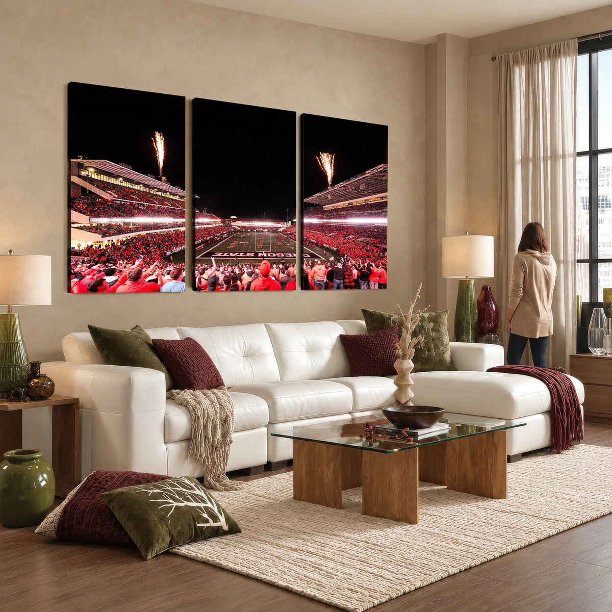 52633-MGV-CV-36X24 - Oregon State Beavers Football Team Print, Corvallis Reser, Framed and Ready to Hang