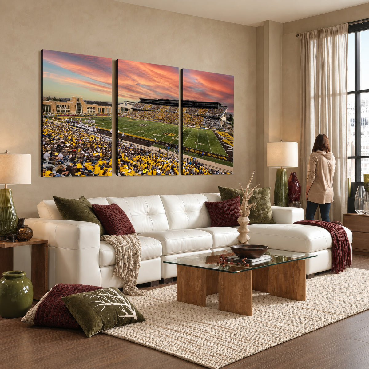 90508-MGV-CV-36X24 - University of Wyoming Cowboys Football Team Print, Laramie, Extra Large Game Room Wall Decor